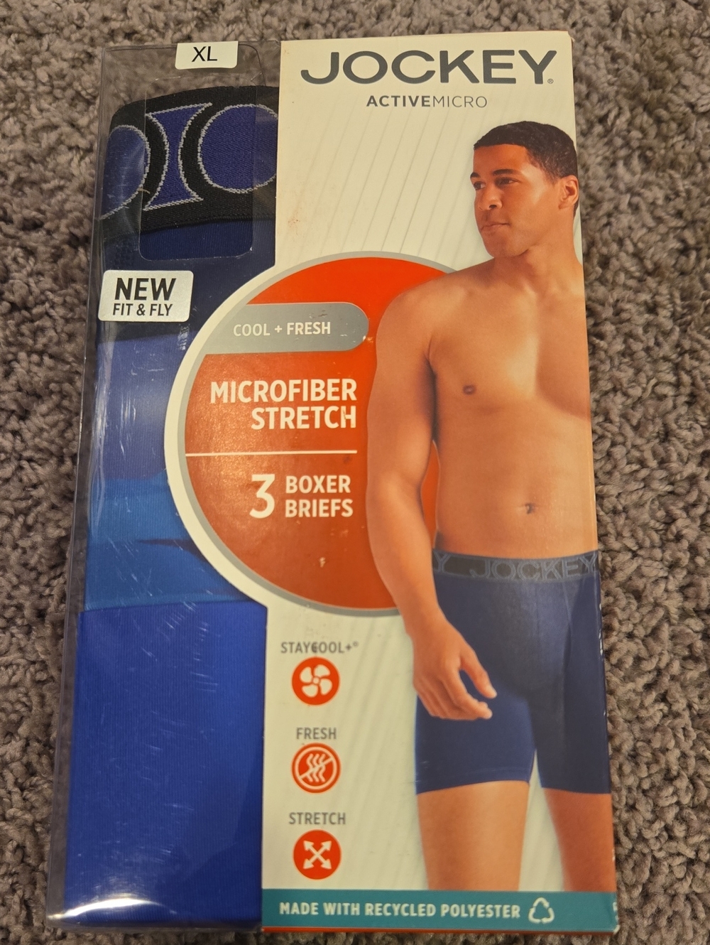 Jockey Blue Microfiber Stretch Boxer Briefs - 3 Pack